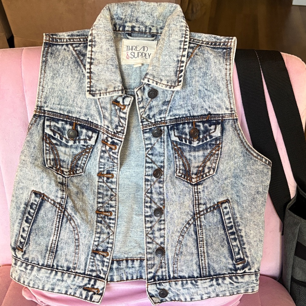 Thread & Supply Acid Wash Denim Vest